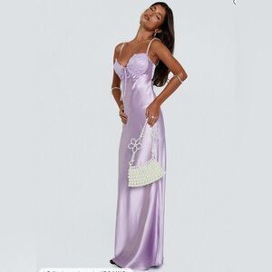 Elegant Lavender Satin Nightgown
